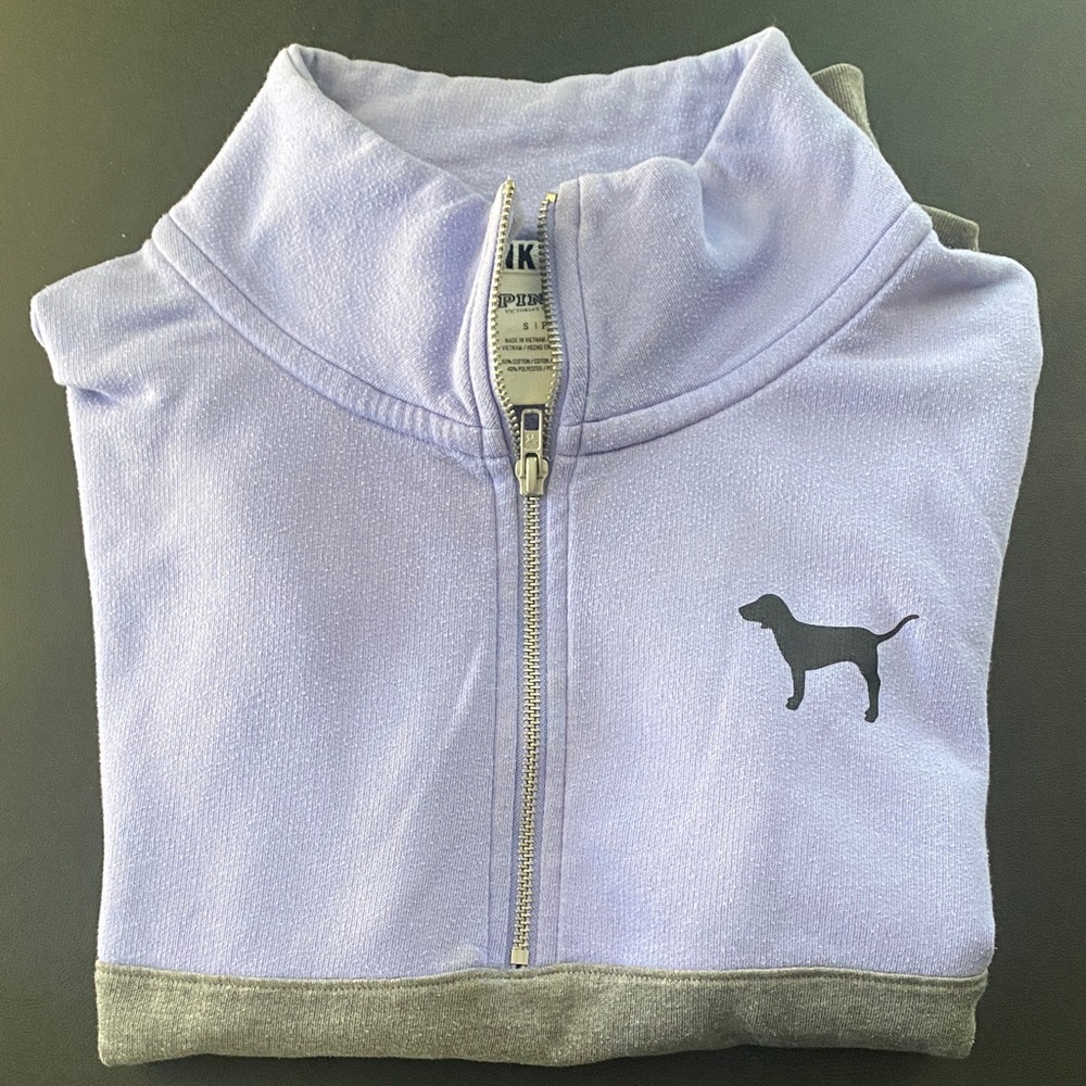 PINK Victoria's Secret Purple and Gray Zip-Up Sweater - Picture 4 of 4